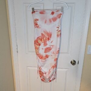 Shein Tie-Dye Midi Skirt in Pink and Orange